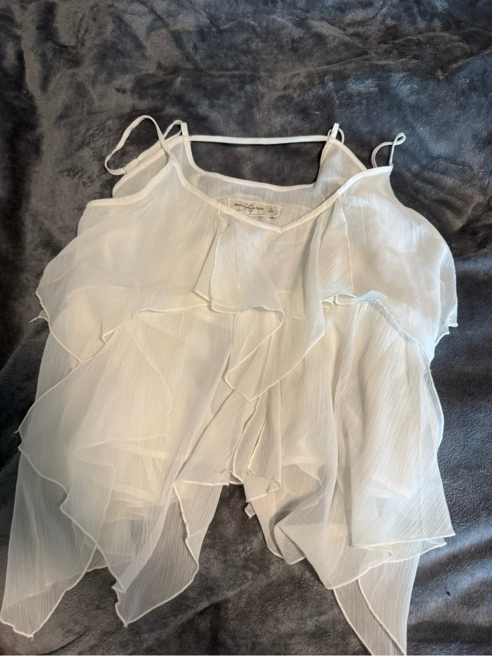 Abercrombie & Fitch White Layered Ruffle Camisole